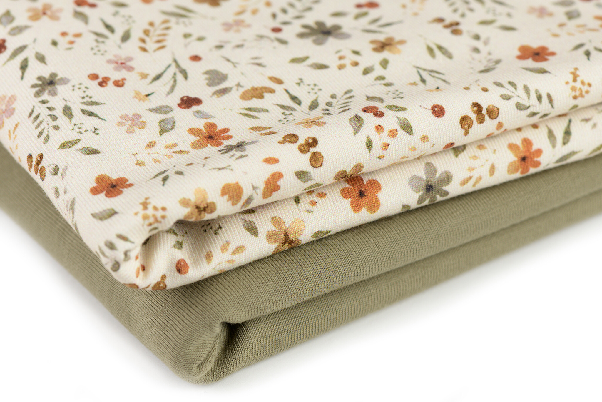 Jersey Katoen Digitale Print - Bloem Collage Beige