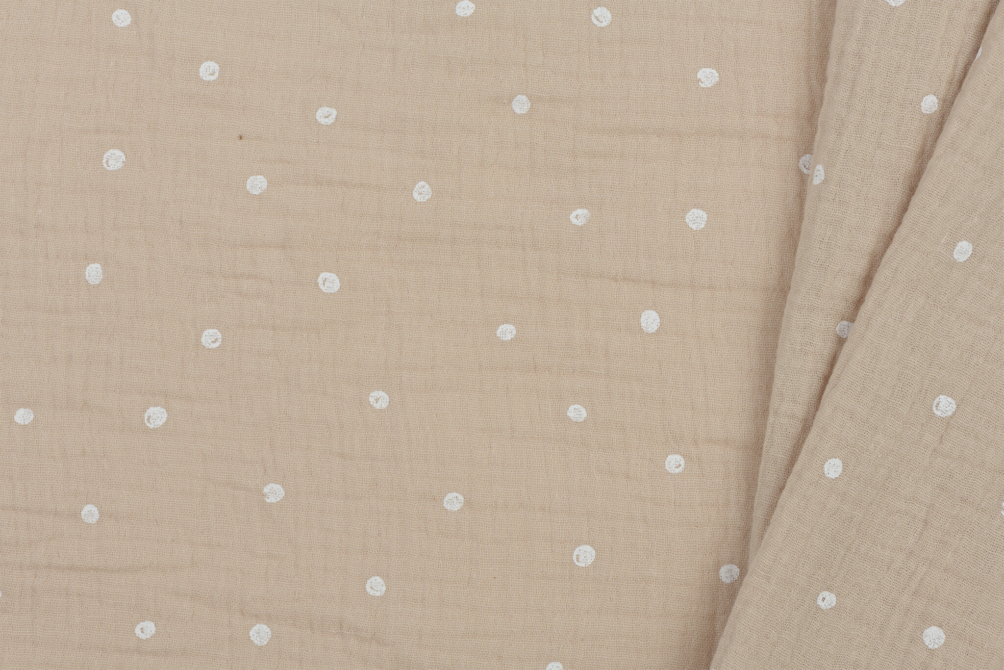 Hydrofiel Stof Sweet Dreams Licht Beige - Cirkels