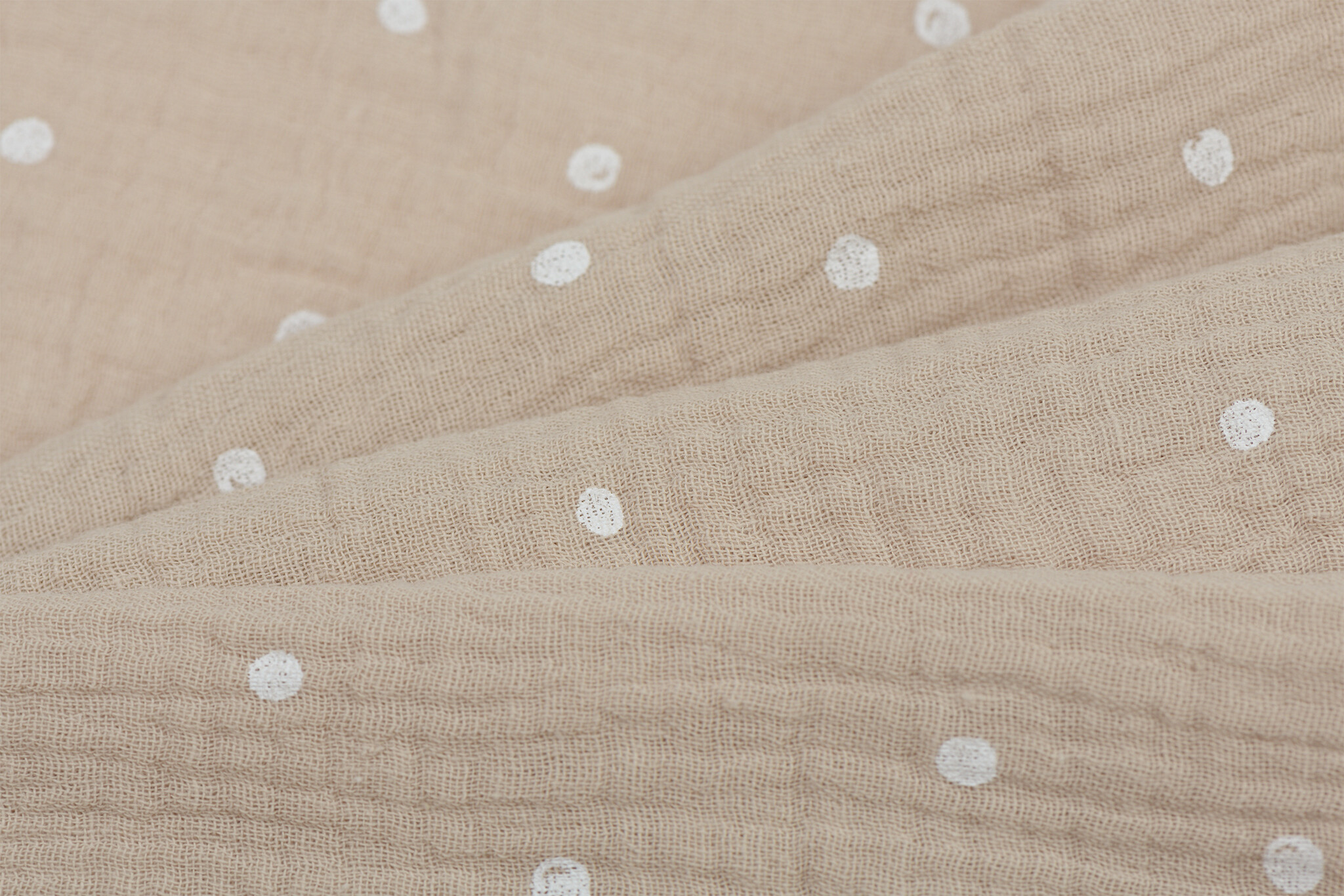 Hydrofiel Stof Sweet Dreams Licht Beige - Cirkels