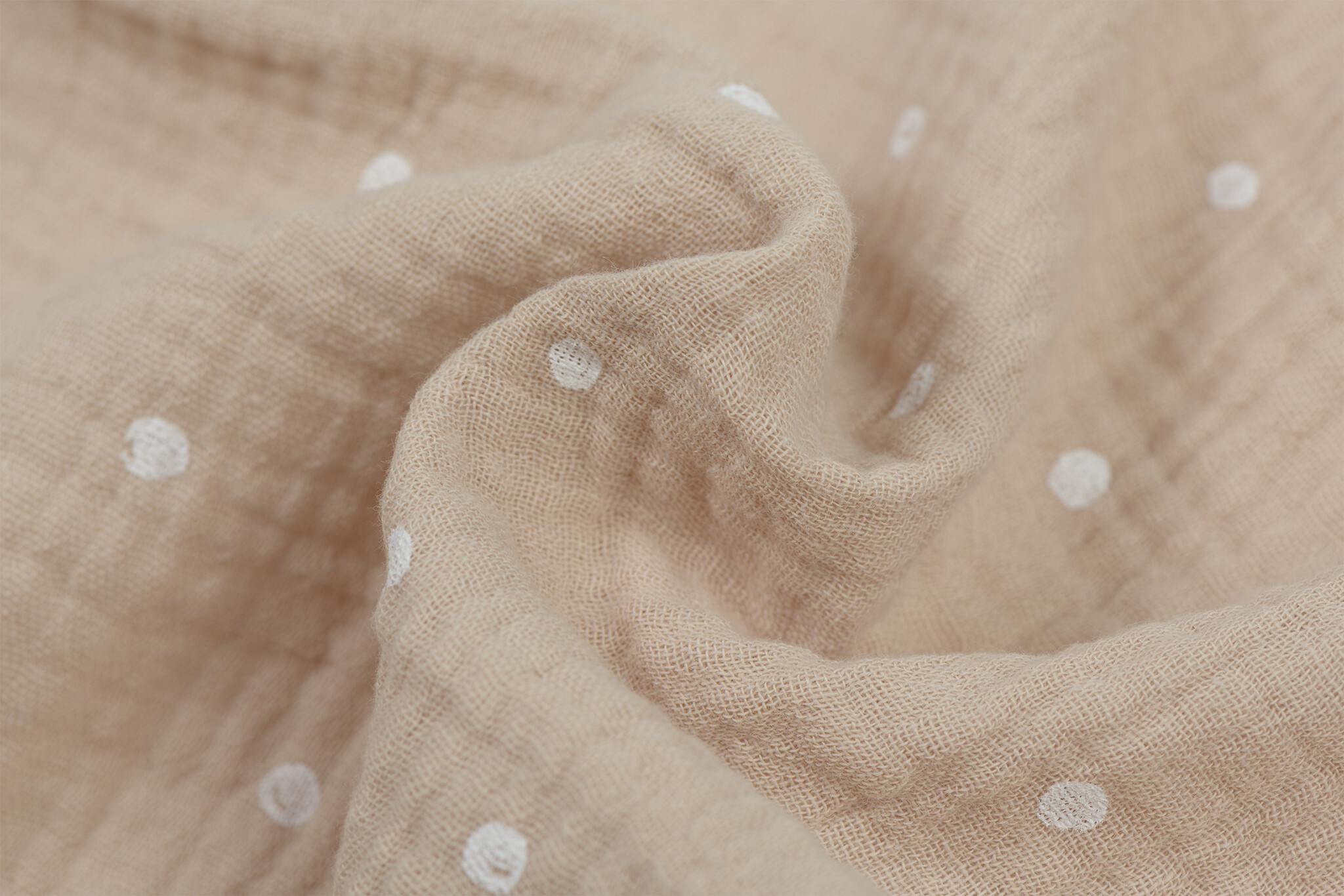 Hydrofiel Stof Sweet Dreams Licht Beige - Cirkels