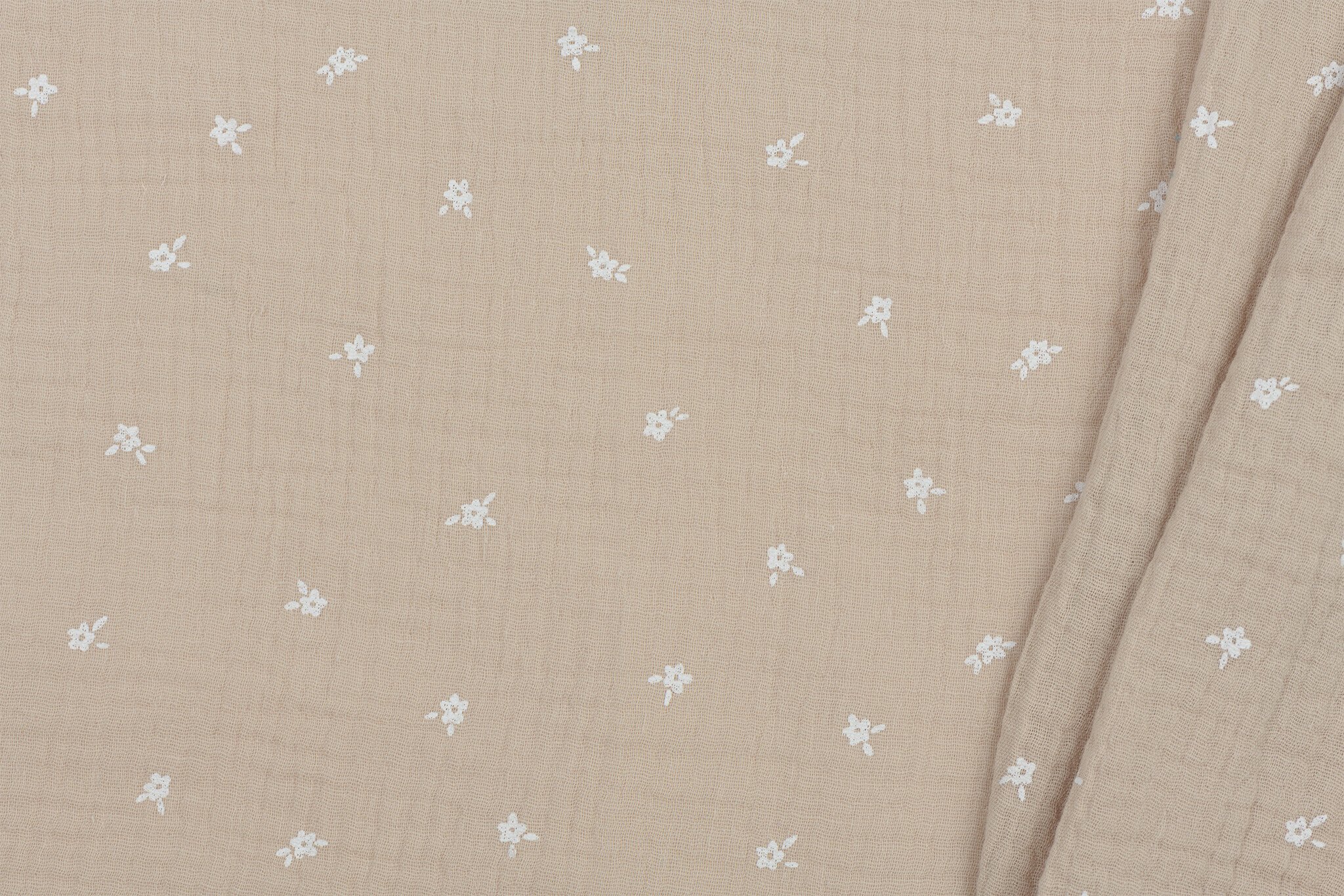 Hydrofiel Stof Sweet Dreams Licht Beige - Bloemetjes