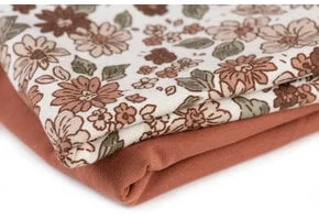 Jersey Katoen Stof - Natuur Bloemen