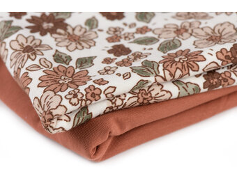 Jersey Katoen Stof - Natuur Bloemen