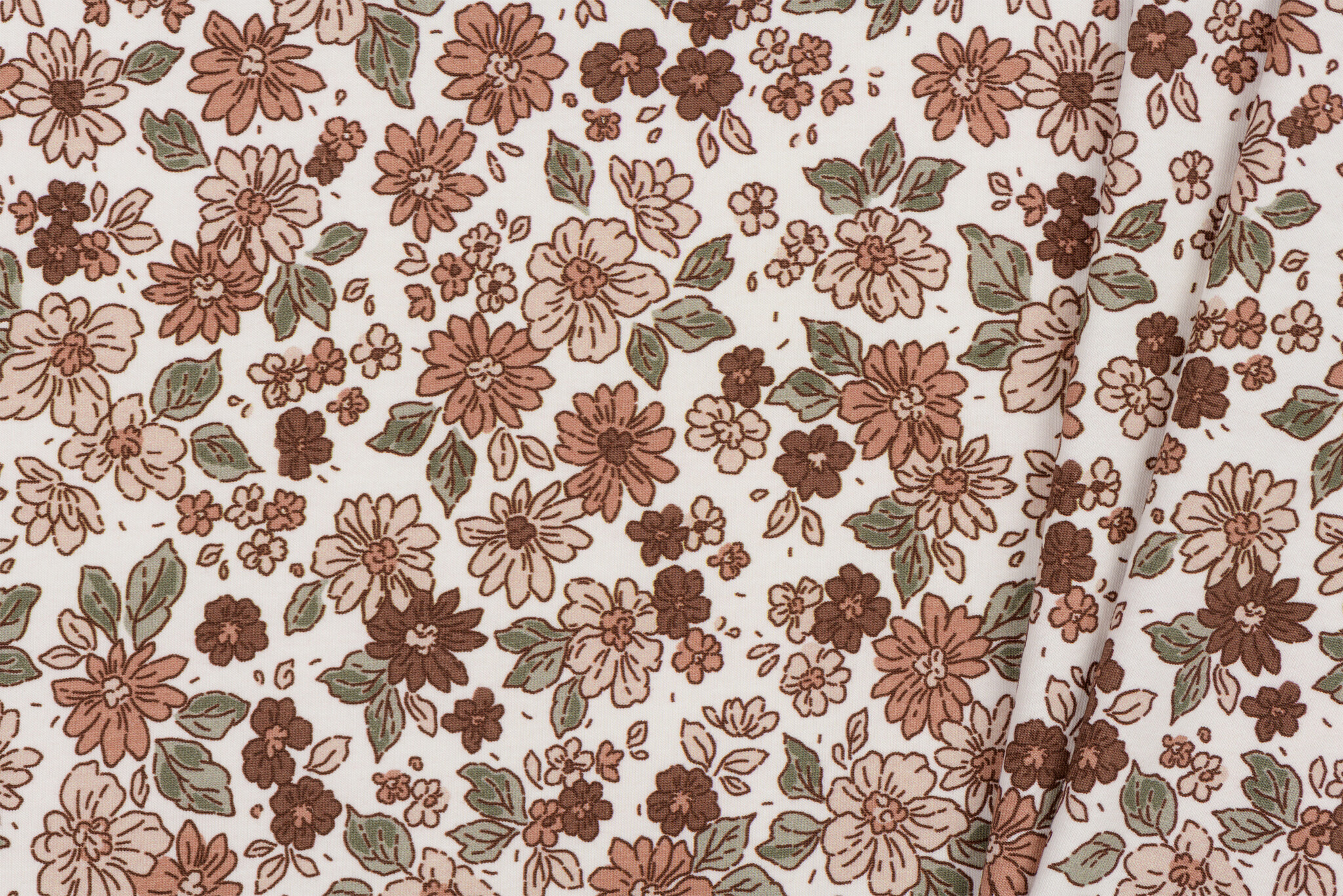 Jersey Katoen Stof - Natuur Bloemen