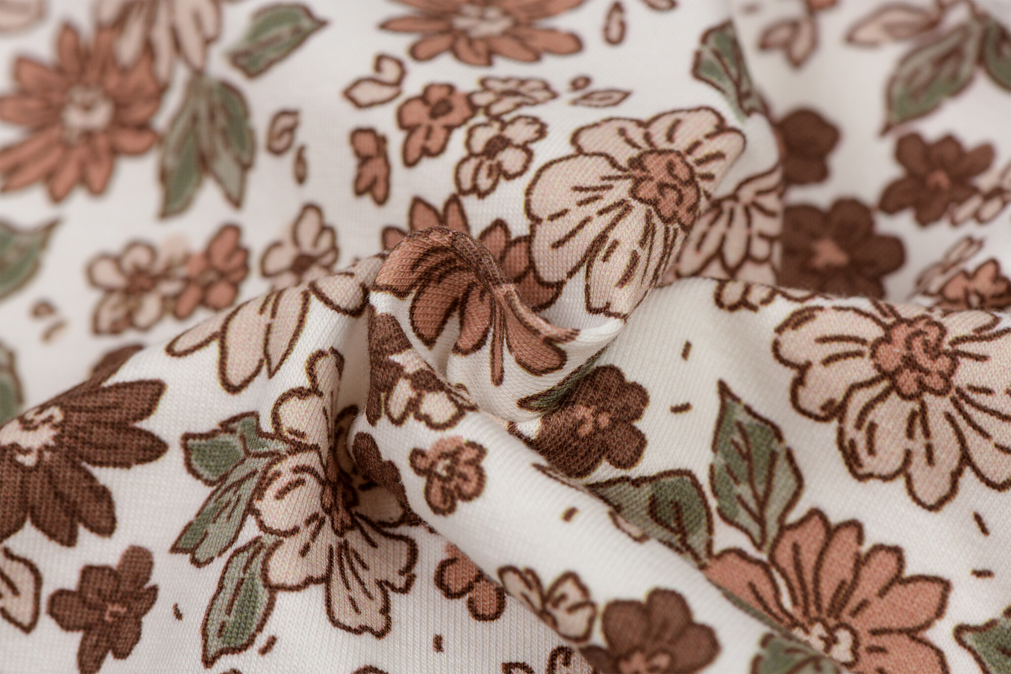 Jersey Katoen Stof - Natuur Bloemen