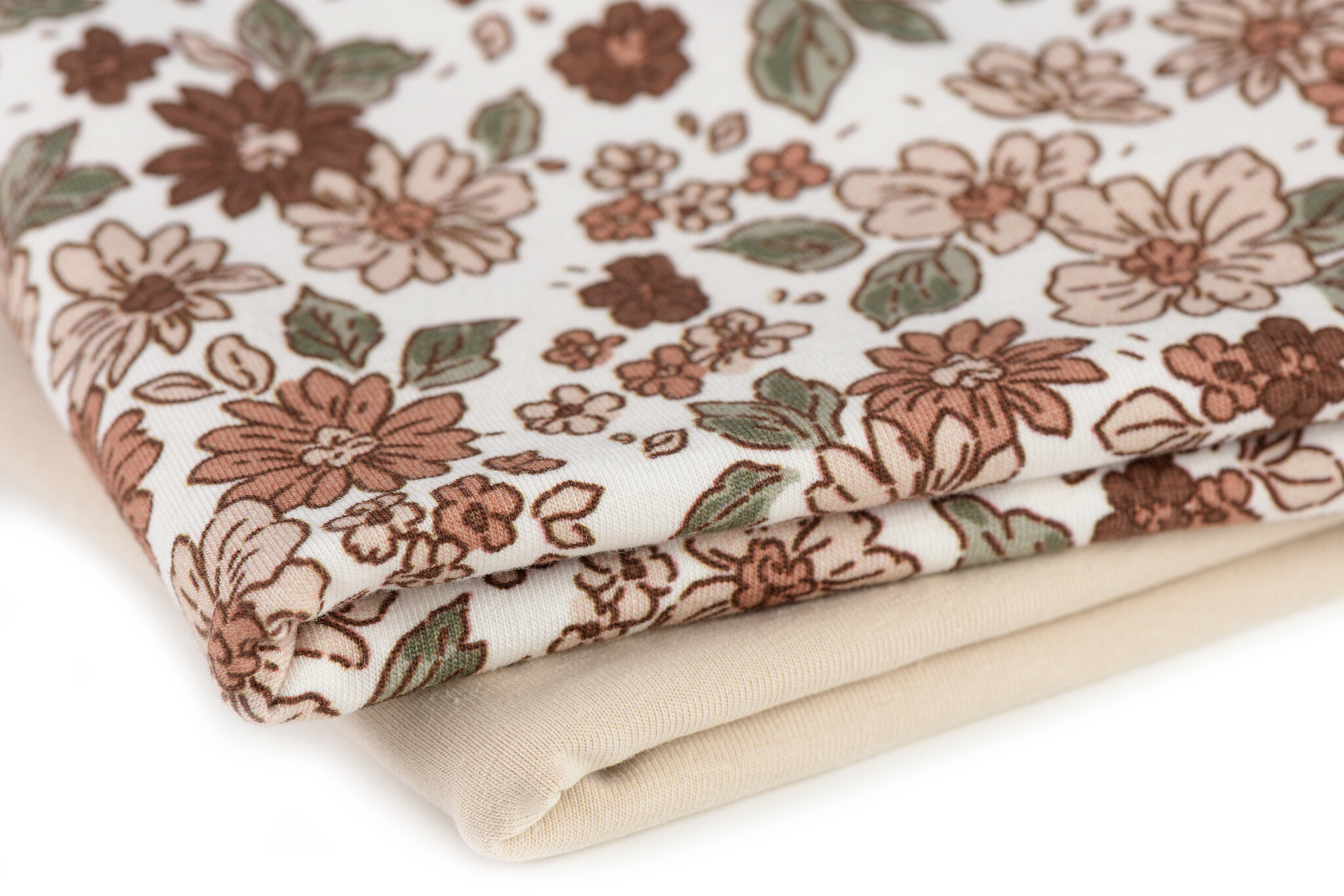 Jersey Katoen Stof - Natuur Bloemen