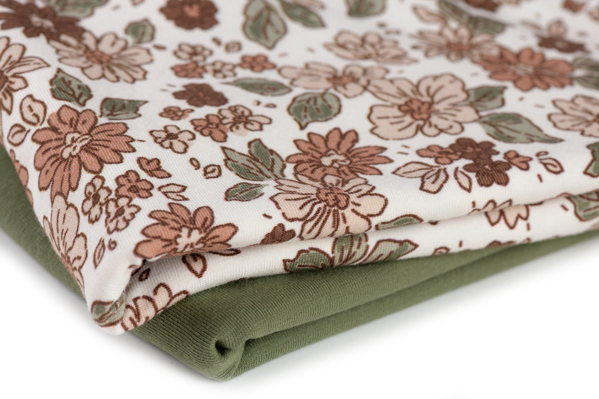 Jersey Katoen Stof - Natuur Bloemen