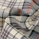 Schotse Ruit Stof Tartan Check Stretch Ecru - Grijs - Oranje
