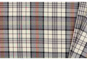 Schotse Ruit Stof Tartan Check Stretch Ecru - Grijs - Oranje