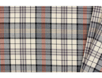 Schotse Ruit Stof Tartan Check Stretch Ecru - Grijs - Oranje