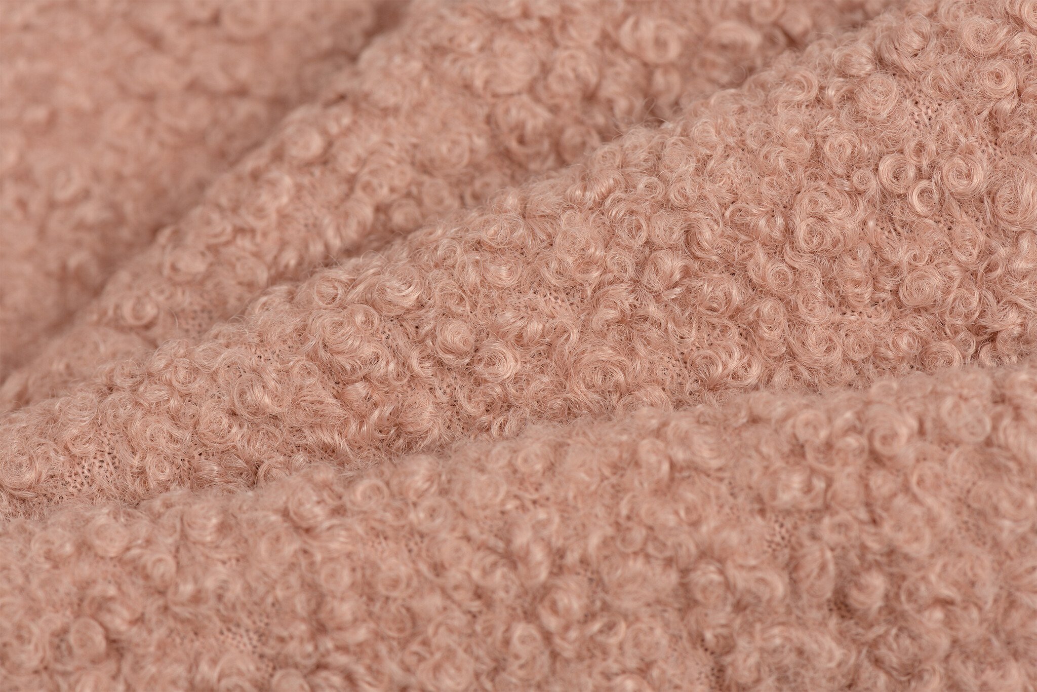 Boucle Stof Gekruld Licht Oud Roze