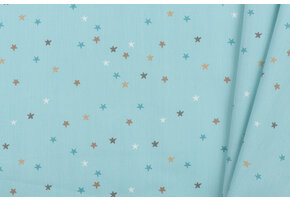 Katoen Poplin Stof TOFF - Kleine Sterren Licht Mint
