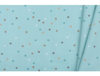 Katoen Poplin Stof TOFF - Kleine Sterren Licht Mint