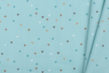 Katoen Poplin Stof TOFF - Kleine Sterren Licht Mint