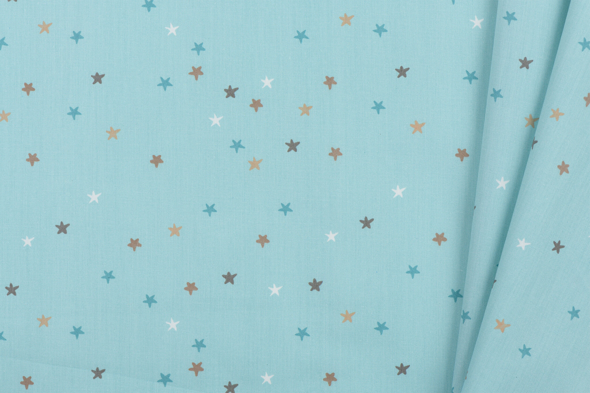 Katoen Poplin Stof TOFF - Kleine Sterren Licht Mint