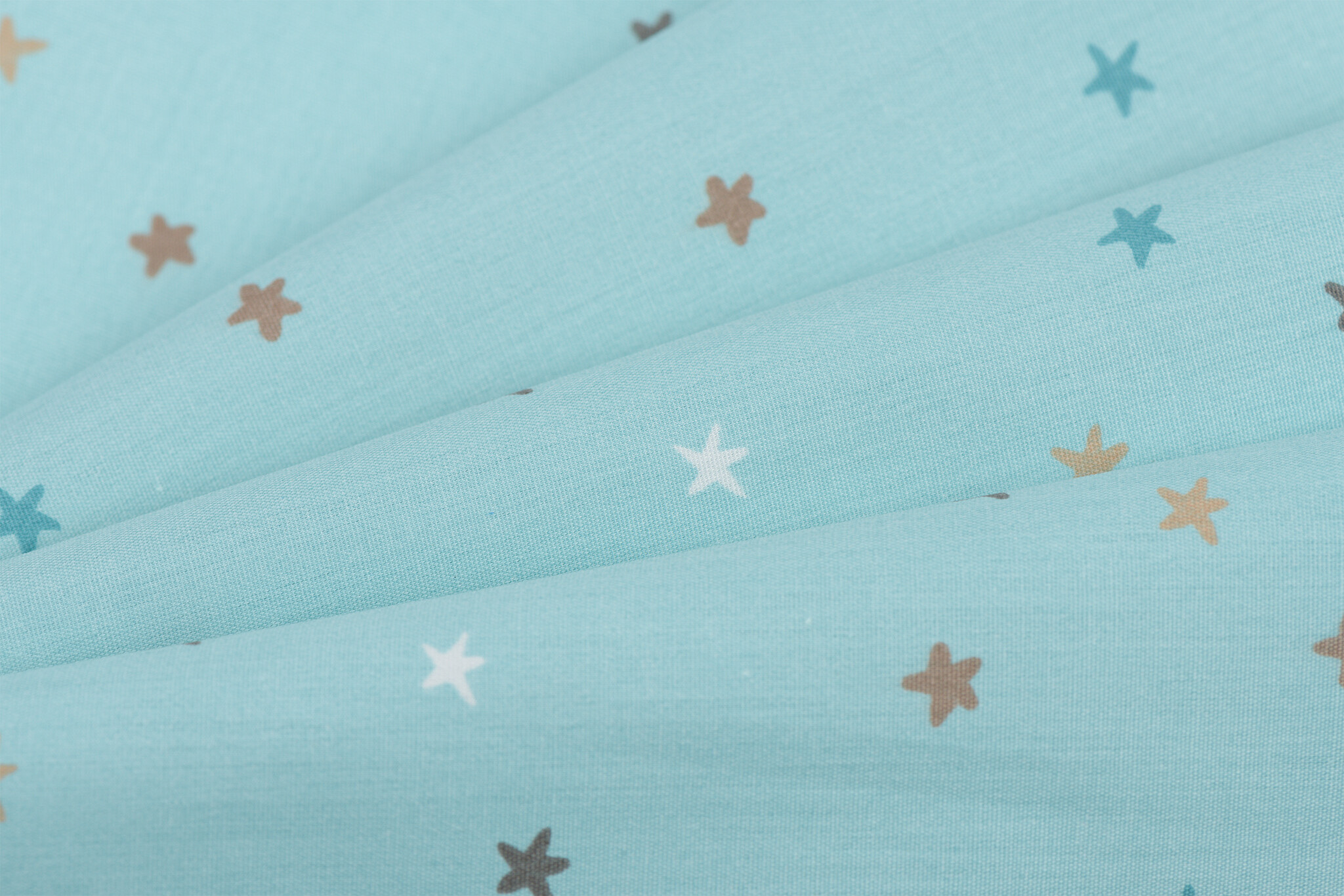 Katoen Poplin Stof TOFF - Kleine Sterren Licht Mint