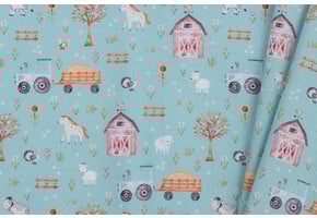 Katoen Poplin Stof TOFF - Boerderij Dusty Mint