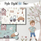 Katoen Poplin Stof TOFF - Boerderij Dusty Mint