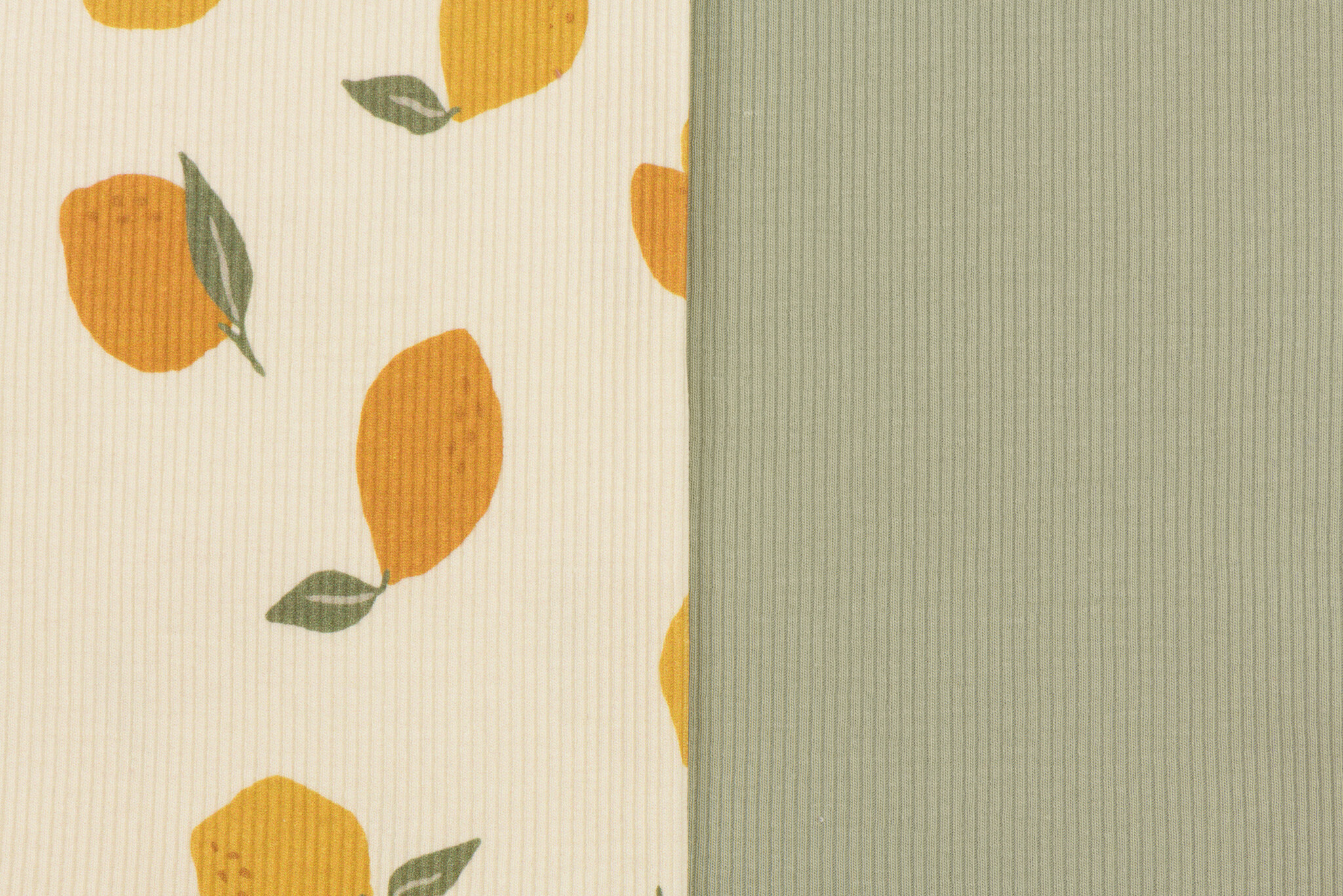 Rib Jersey Stof - Grote Citroenen