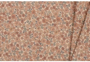 Rib Jersey Stof - Lieve Kleine Bloemen Cacao