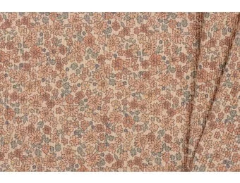 Rib Jersey Stof - Lieve Kleine Bloemen Cacao