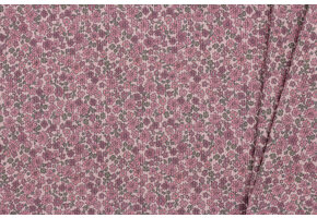 Rib Jersey Stof - Lieve Kleine Bloemen Framboos