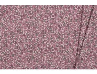 Rib Jersey Stof - Lieve Kleine Bloemen Framboos