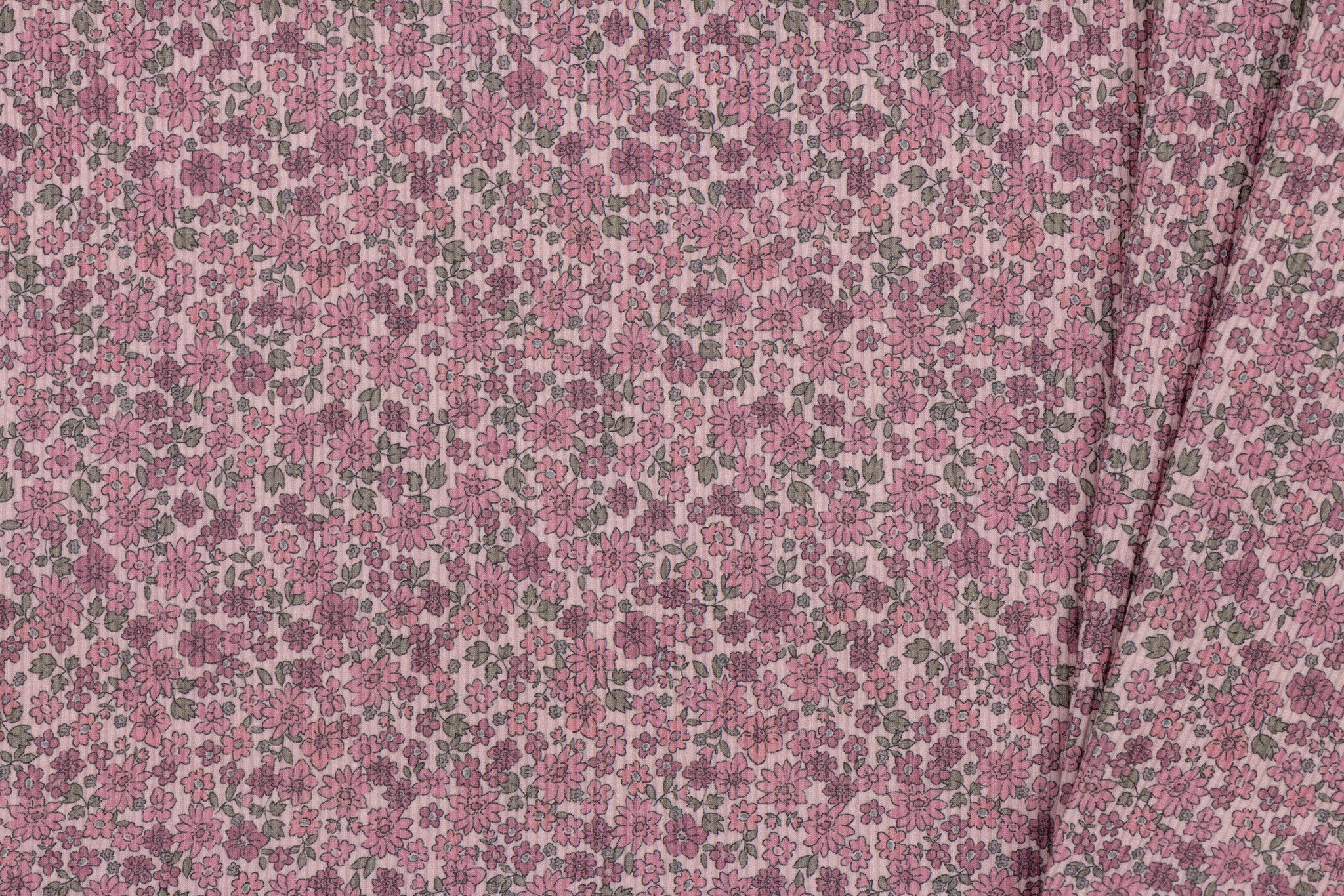 Rib Jersey Stof - Lieve Kleine Bloemen Framboos