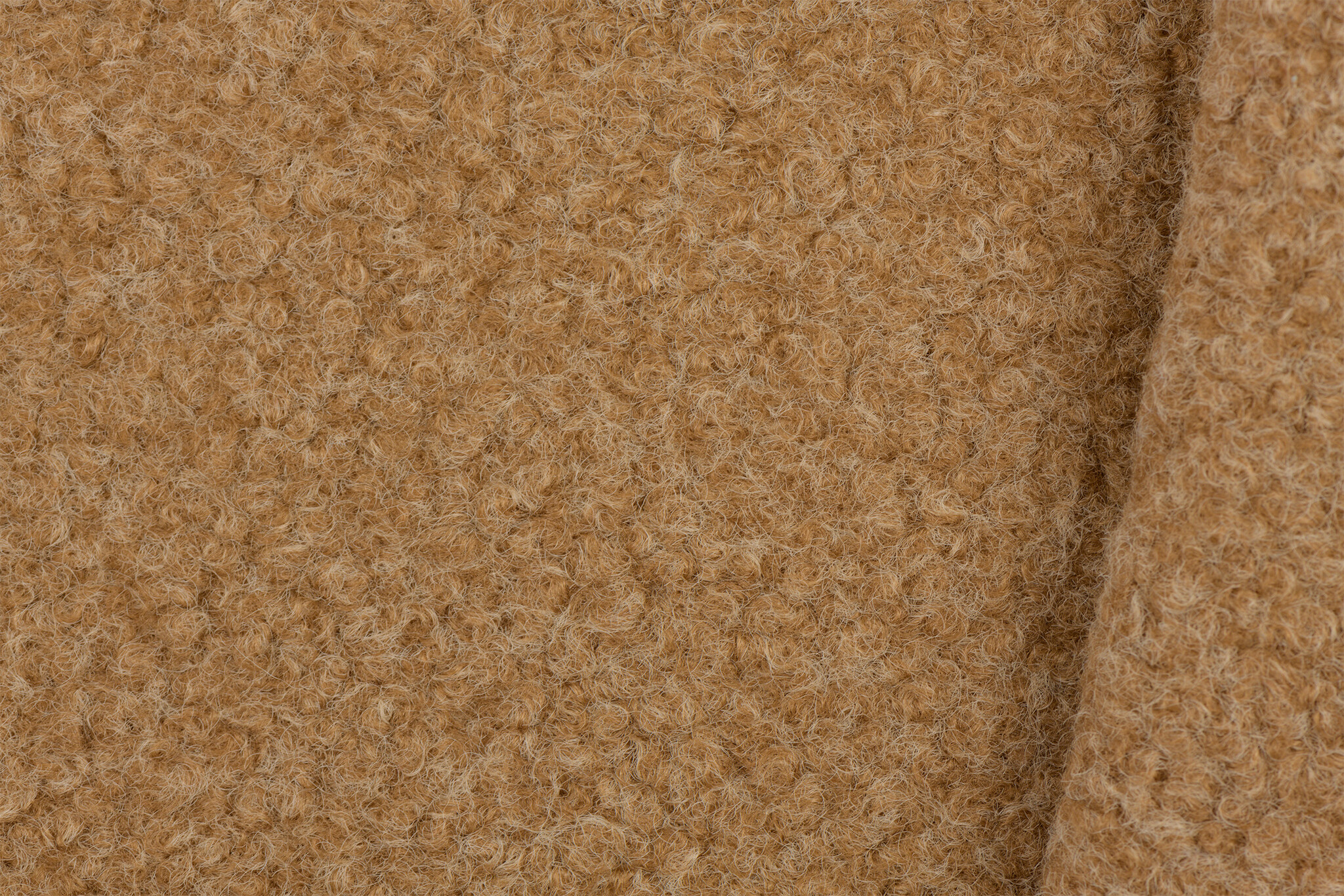 Boucle Stof Gekruld Gemeleerd Camel