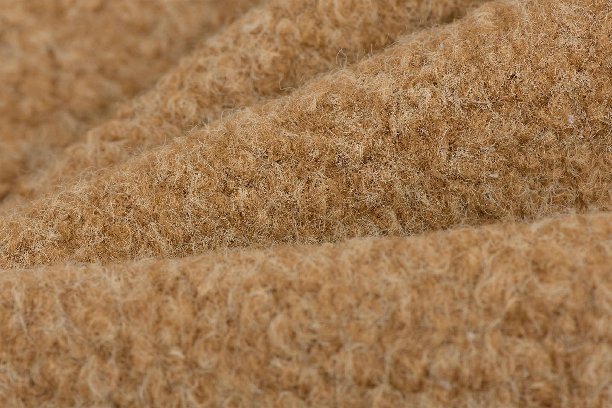 Boucle Stof Gekruld Gemeleerd Camel