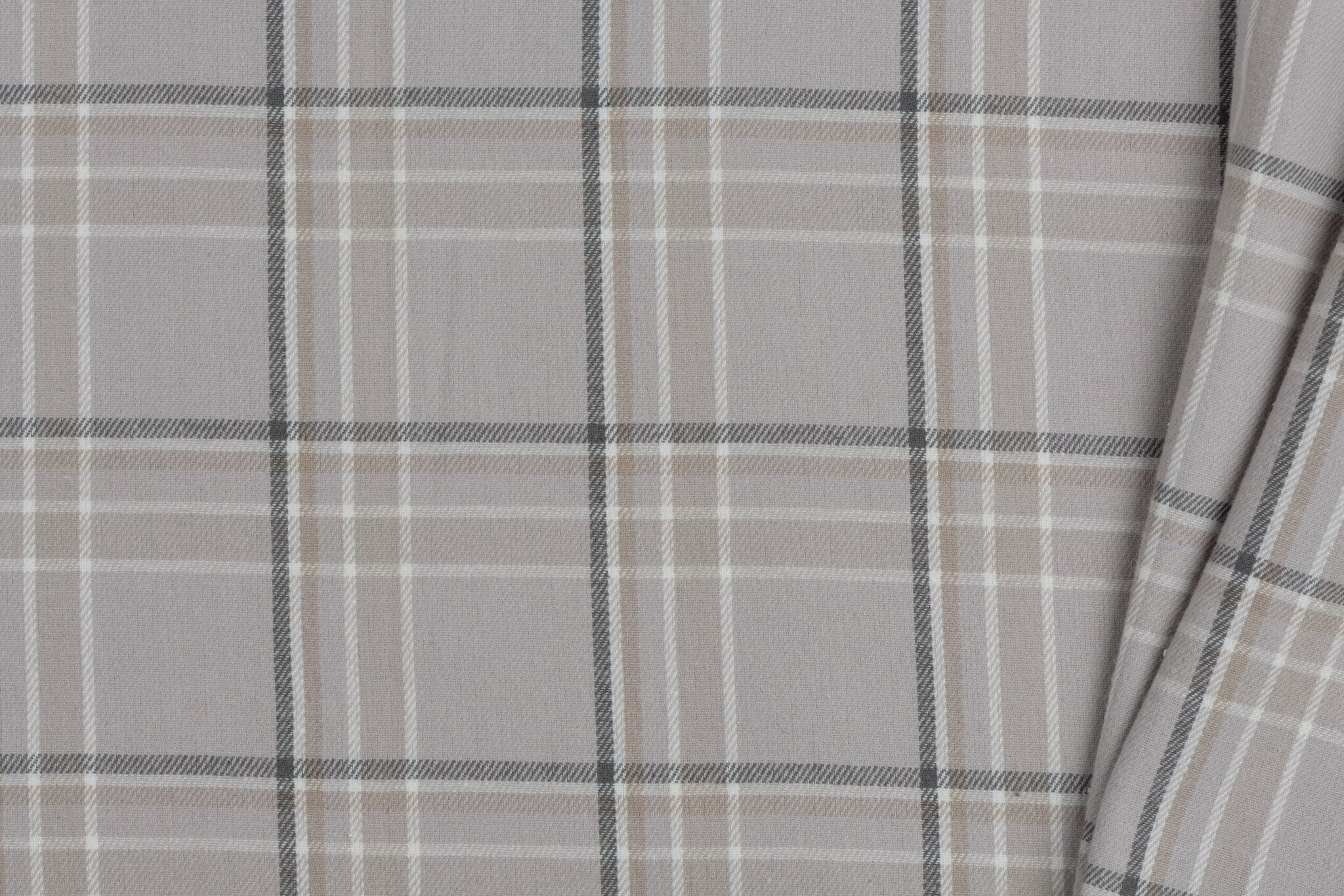 Katoen Flanel Stof Ruiten Kenza - Zandbeige