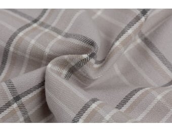 Katoen Flanel Stof Ruiten Kenza - Zandbeige