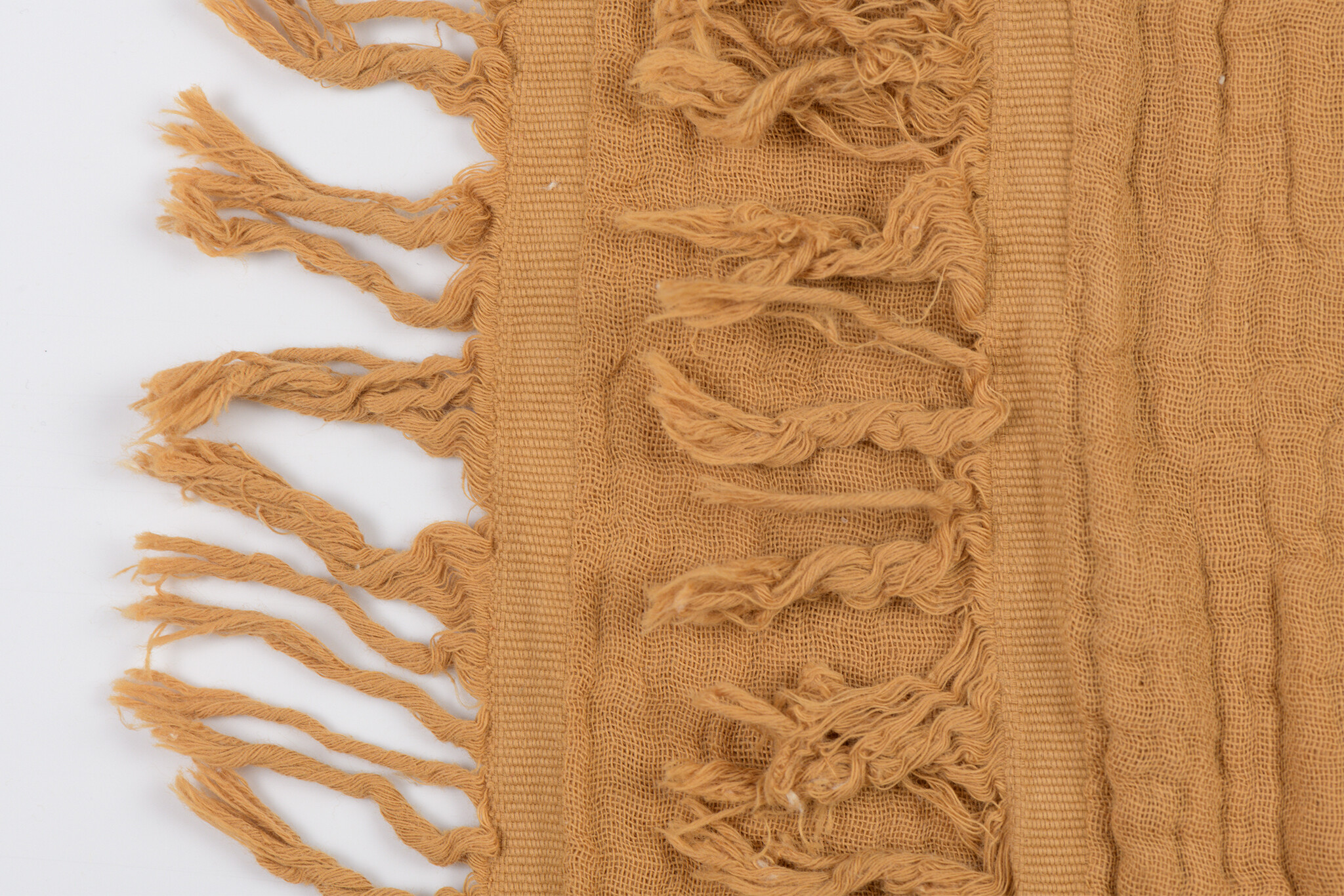 Franje 4-laags Mousseline Katoen Stof - Goudbruin