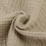 Franje 4-laags Mousseline Katoen Stof - Zand / Olijf