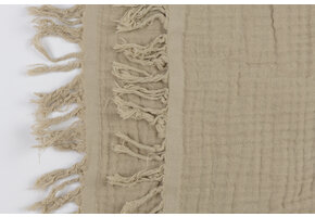 Franje 4-laags Mousseline Katoen Stof - Zand / Olijf