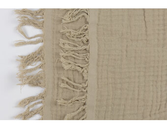 Franje 4-laags Mousseline Katoen Stof - Zand / Olijf