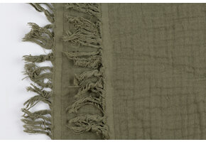 Franje 4-laags Mousseline Katoen Stof - Kaki Groen