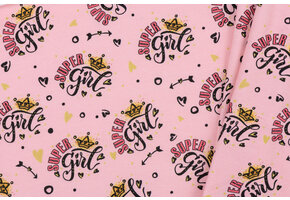 Jersey Katoen Stof Digitale Print - Super Girl