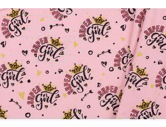 Jersey Katoen Stof Digitale Print - Super Girl