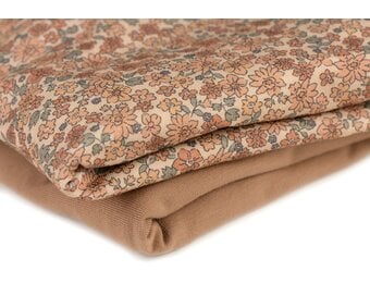 Jersey Katoen Digitale Print - Lieve Kleine Bloemen Cacao