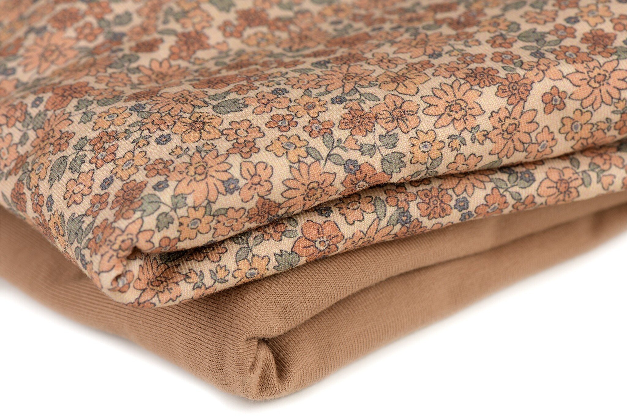 Jersey Katoen Digitale Print - Lieve Kleine Bloemen Cacao