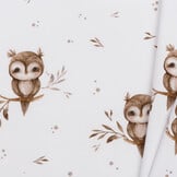 Jersey Katoen Stof Digitale Print - Schattige Bosuilen
