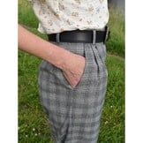 Schotse Ruit Stof Tartan Check Stretch Off White/Zwart/Taupe