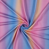 Jersey Katoen Stof Digitale Print - Regenboog Blauw - Roze