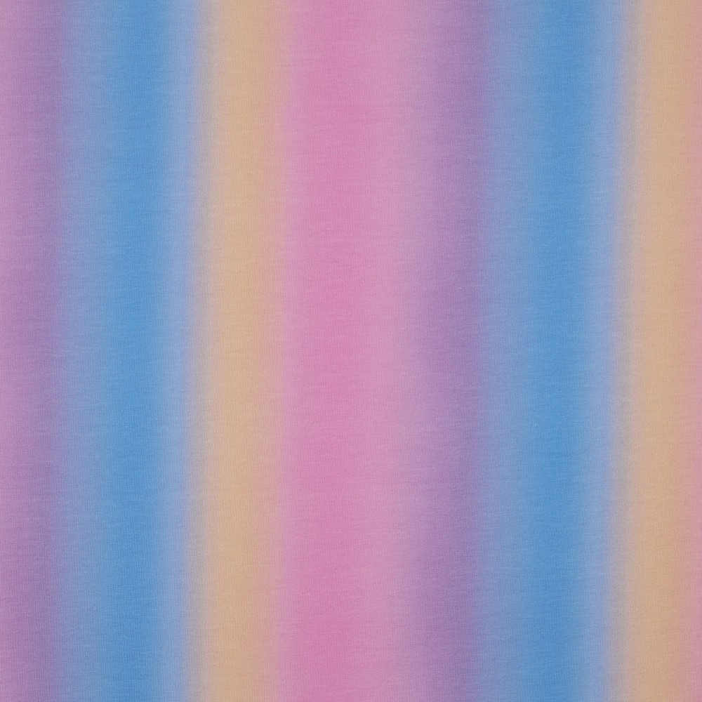 Jersey Katoen Stof Digitale Print - Regenboog Blauw - Roze