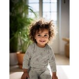 Organic Jersey Katoen Stof Digitale Print - Bloesem Beige