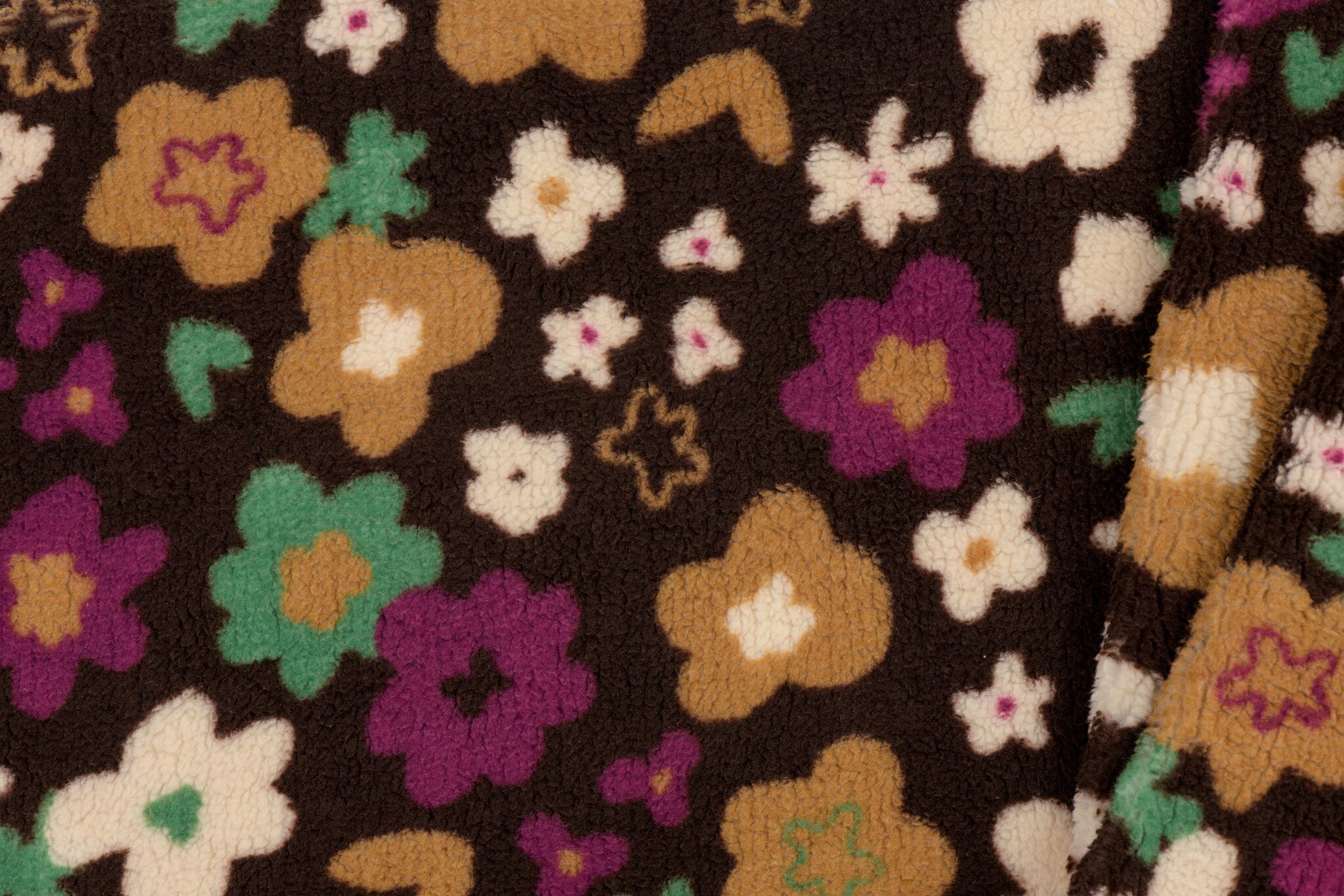 Teddy Stof Nastia Bloemen - Bruin - Roze