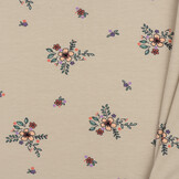 Organic Jersey Katoen Stof Digitale Print - Bloesem Beige