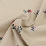 Organic Jersey Katoen Stof Digitale Print - Bloesem Beige