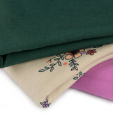 Organic Jersey Katoen Stof Digitale Print - Bloesem Beige